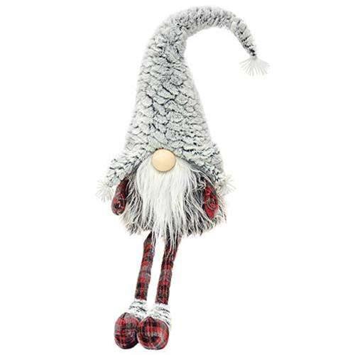 Dangle Leg Red & Gray Plaid Santa Gnome - The Fox Decor