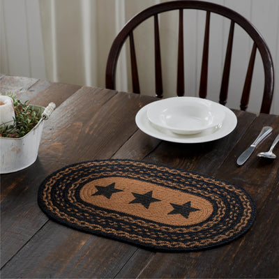 Farmhouse Jute Braided Placemat Stencil Stars 10x15 VHC Brands