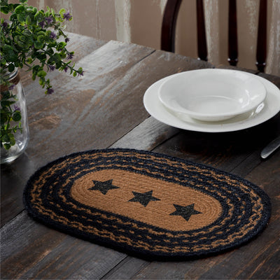 Farmhouse Jute Braided Placemat Stencil Stars 12x18 VHC Brands