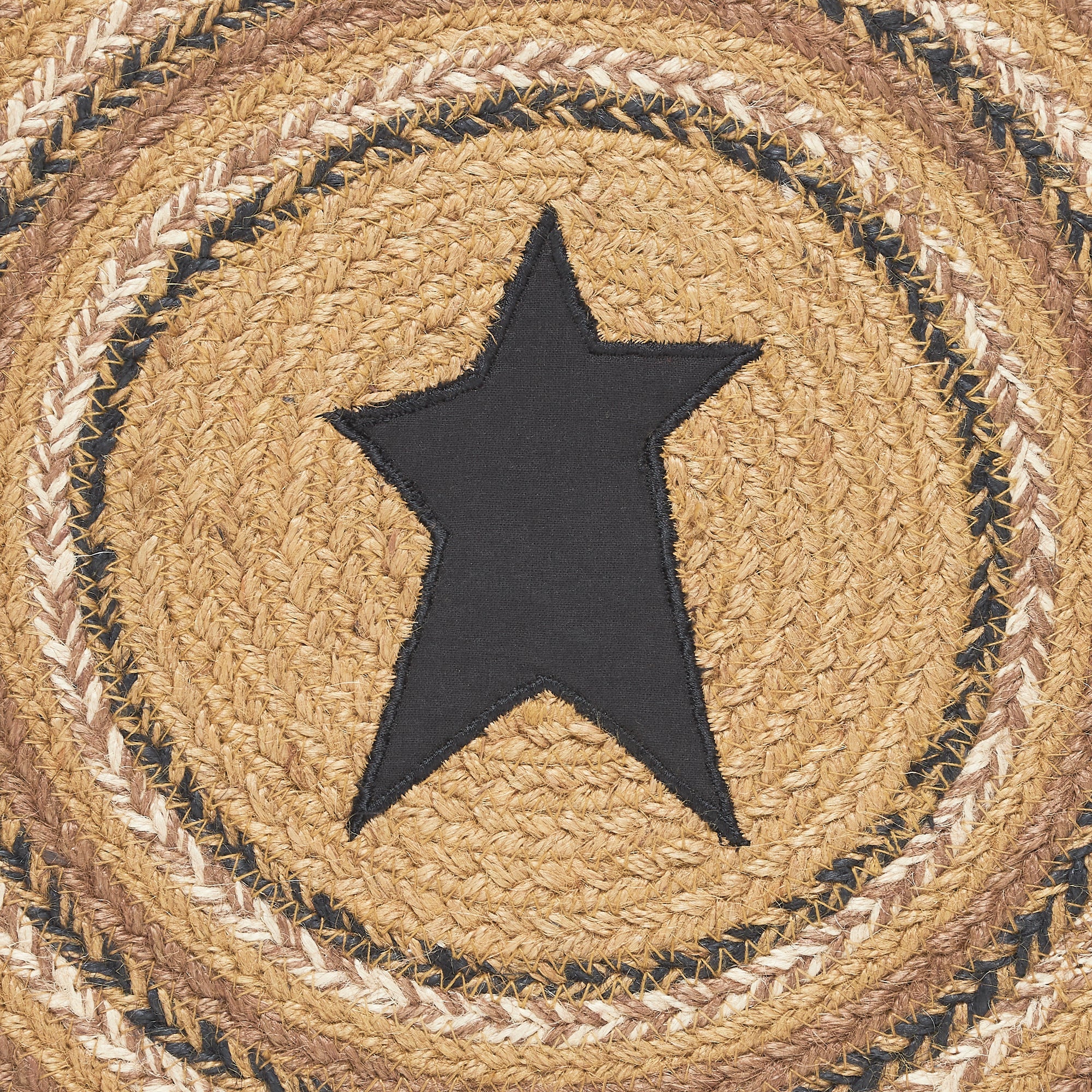 Kettle Grove Jute Braided Chair Pad Applique Star 15" VHC Brands