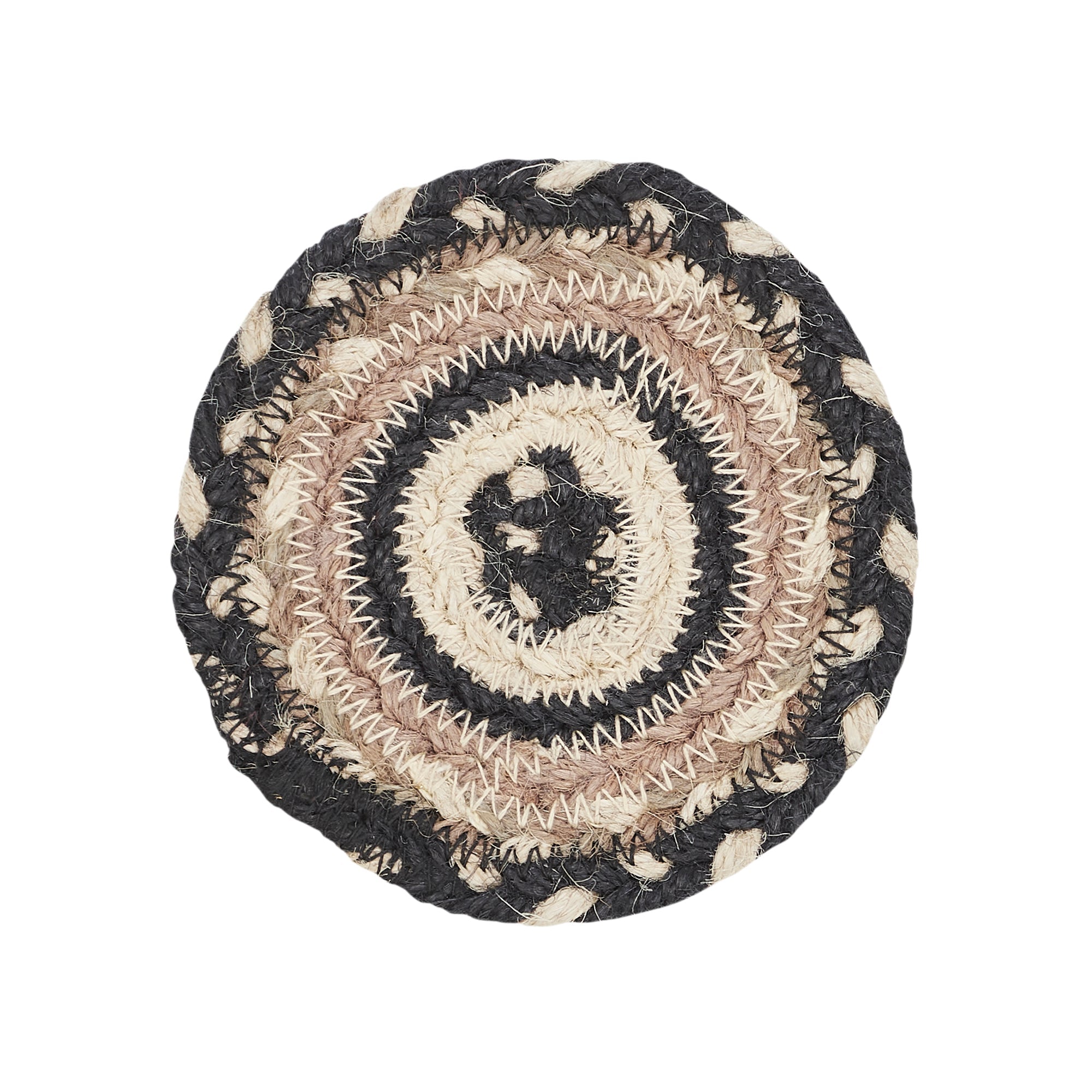 Sawyer Mill Charcoal Creme Jute Coaster Set of 6 VHC Brands