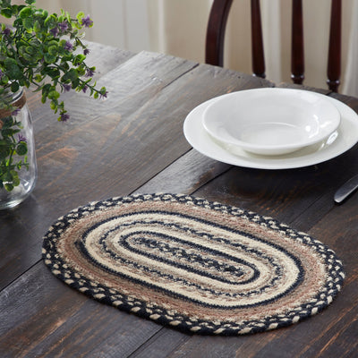 Sawyer Mill Charcoal Creme Jute Braided Oval Placemat 10