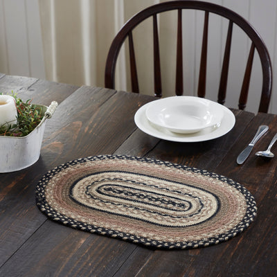 Sawyer Mill Charcoal Creme Jute Braided Oval Placemat 12