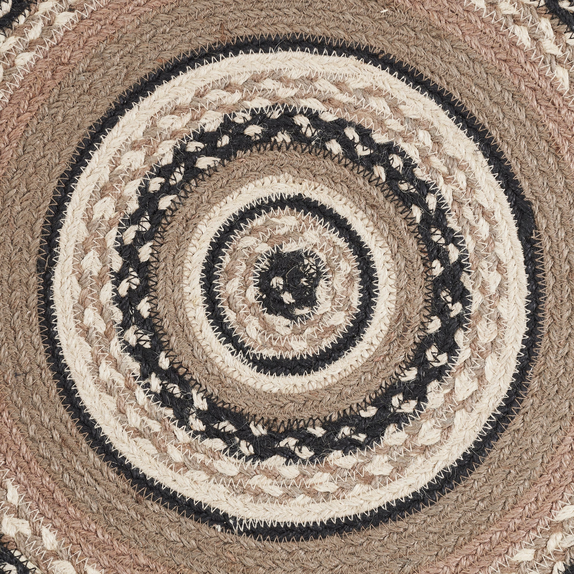 Sawyer Mill Charcoal Creme Jute Braided Chair Pad 15" VHC Brands