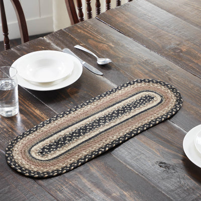 Sawyer Mill Charcoal Creme Jute Braided Oval Table Runner 8