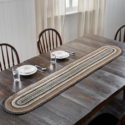 Sawyer Mill Charcoal Creme Jute Braided Oval Table Runner 13