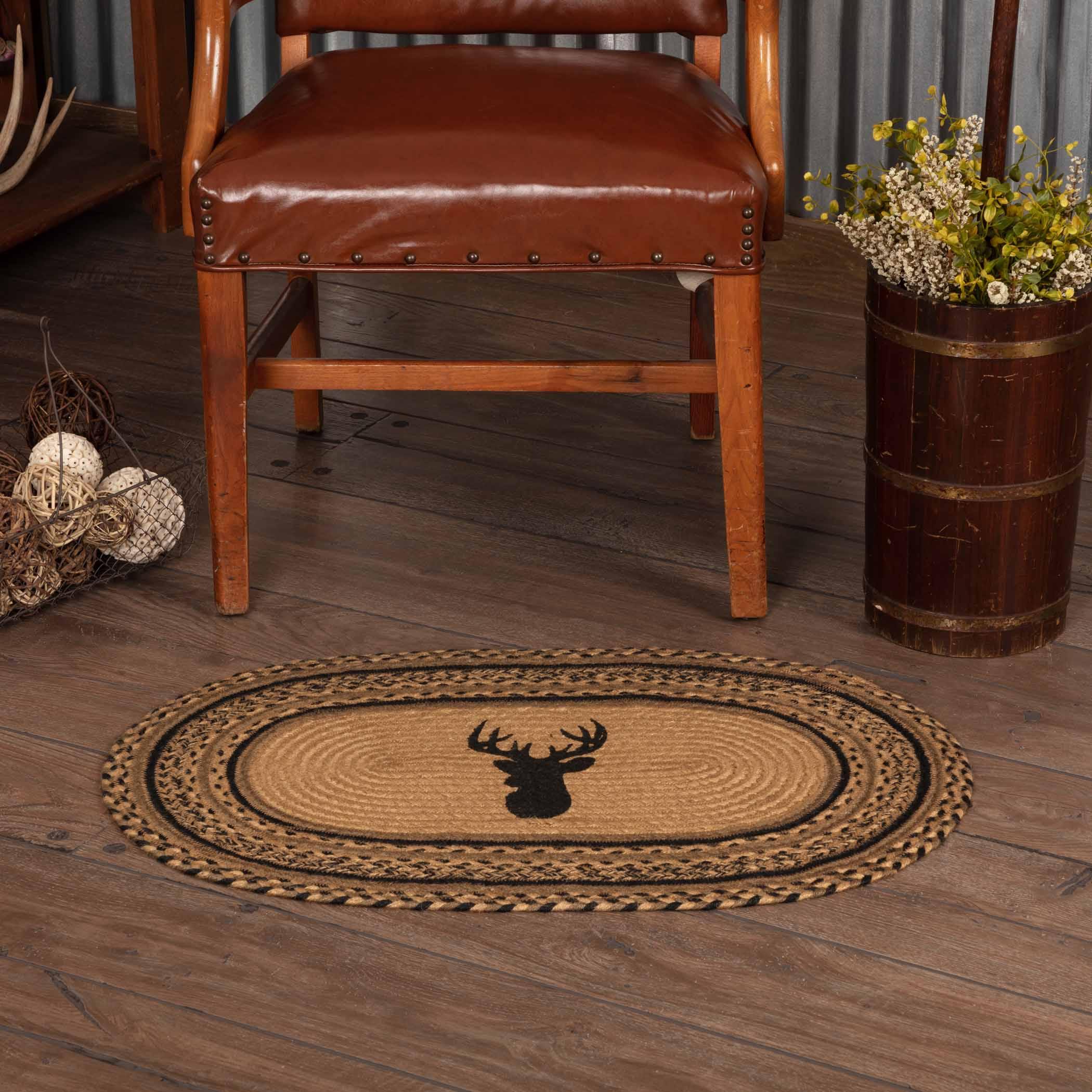 Trophy Mount Jute Braided Rug Oval 20"x30" with Rug Pad VHC Brands - The Fox Decor