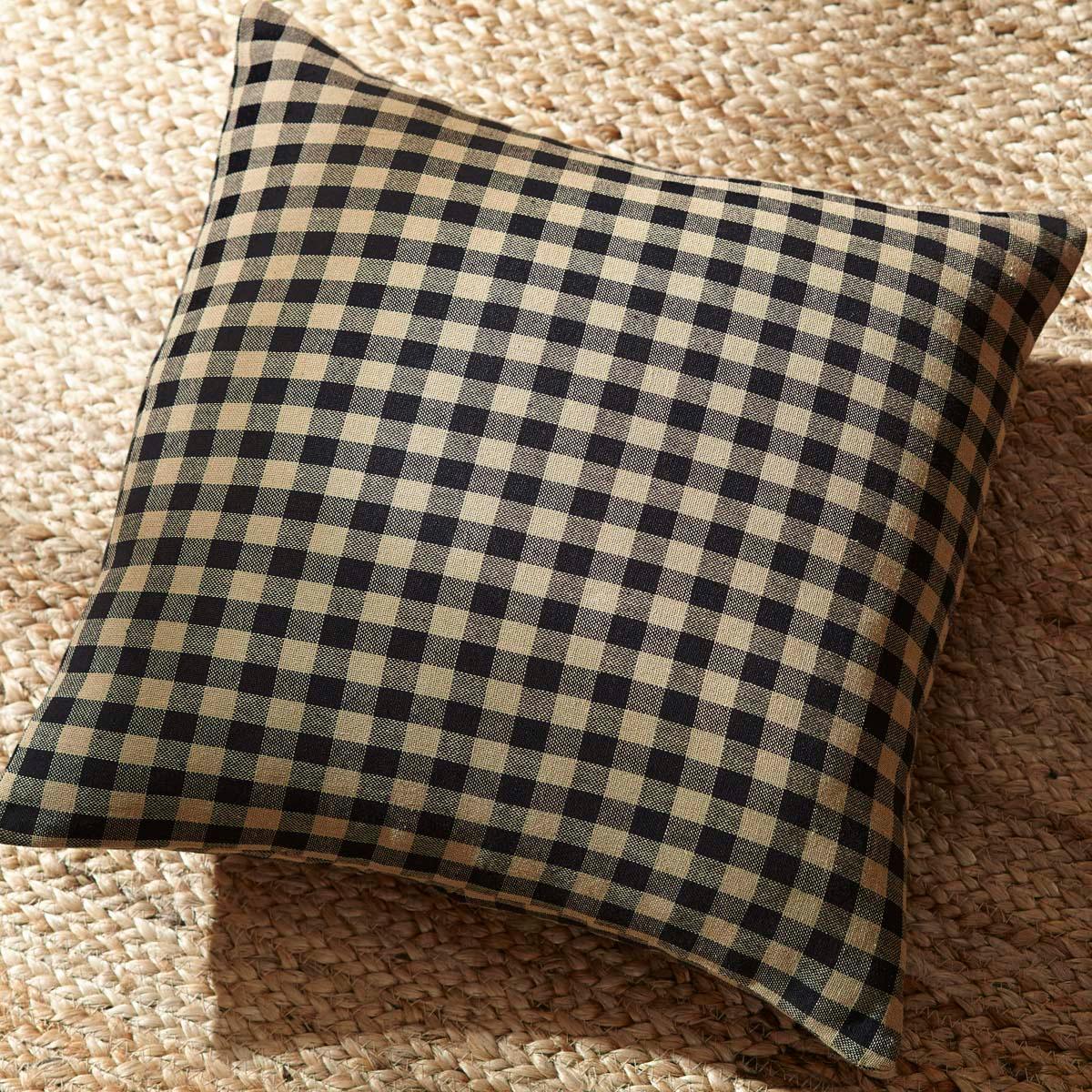 Black Check Pillow Fabric 16x16 - The Fox Decor