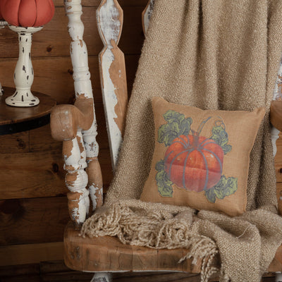 Jute Burlap Natural Harvest Garden Pumpkin Pillow 12x12 VHC Brands