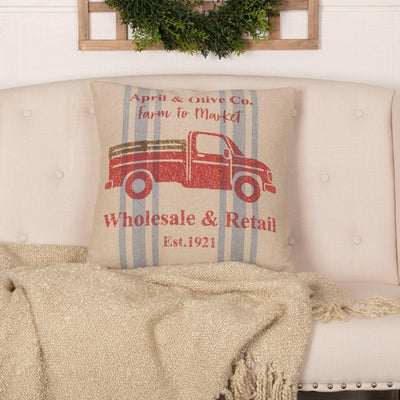 Farmer's Market Delivery Truck Pillow 18x18 VHC Brands