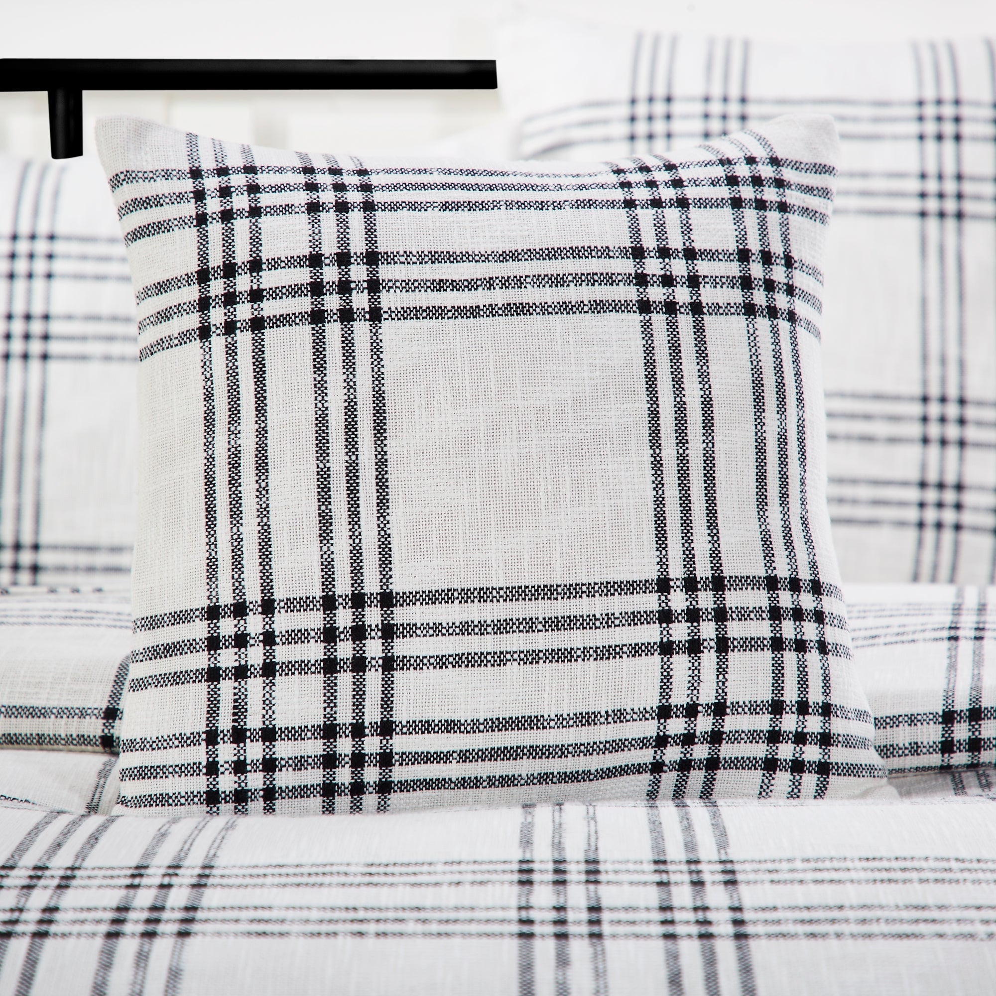 Black Plaid Fabric Pillow Cover 18x18 VHC Brands