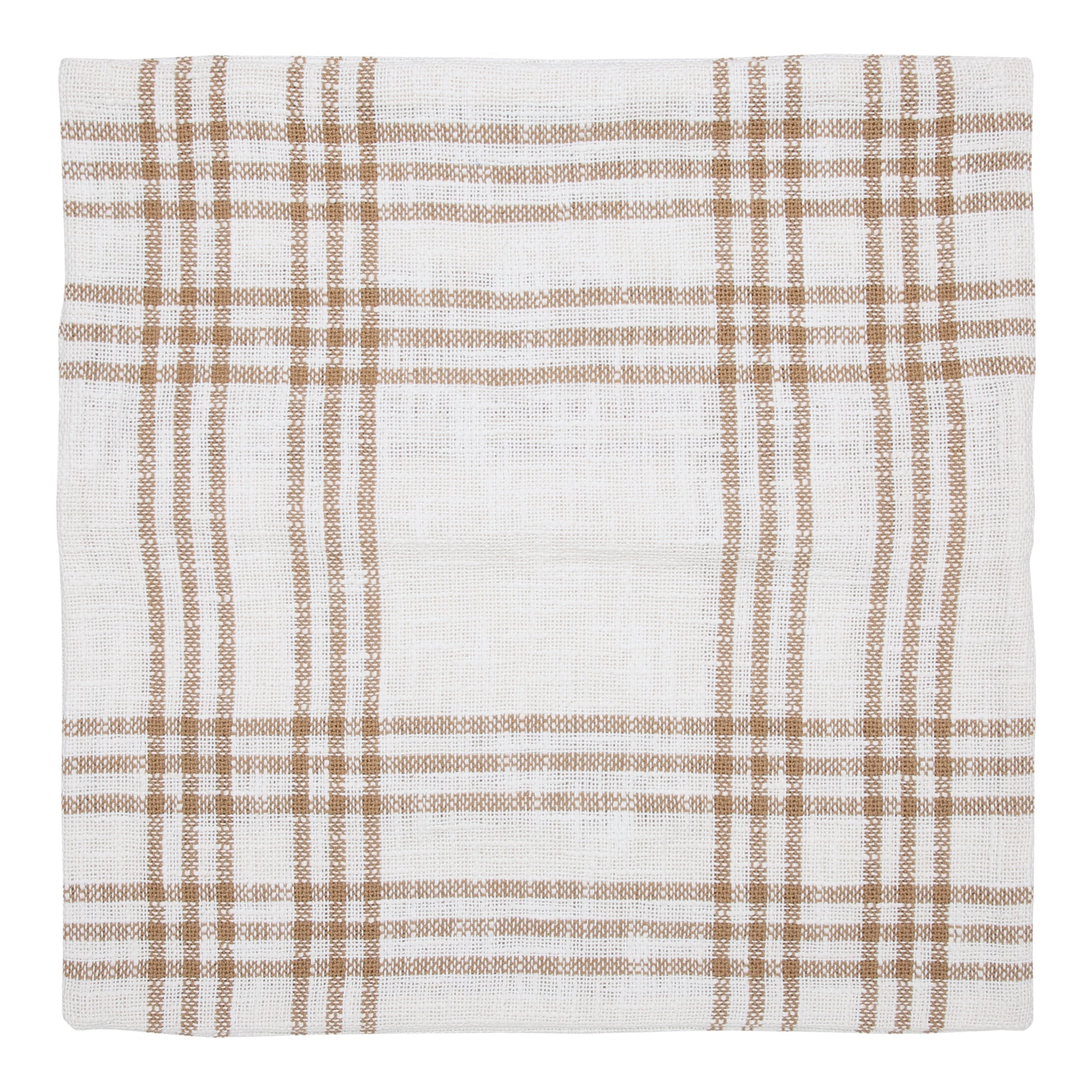 Wheat Plaid Fabric Pillow Cover 18x18 VHC Brands