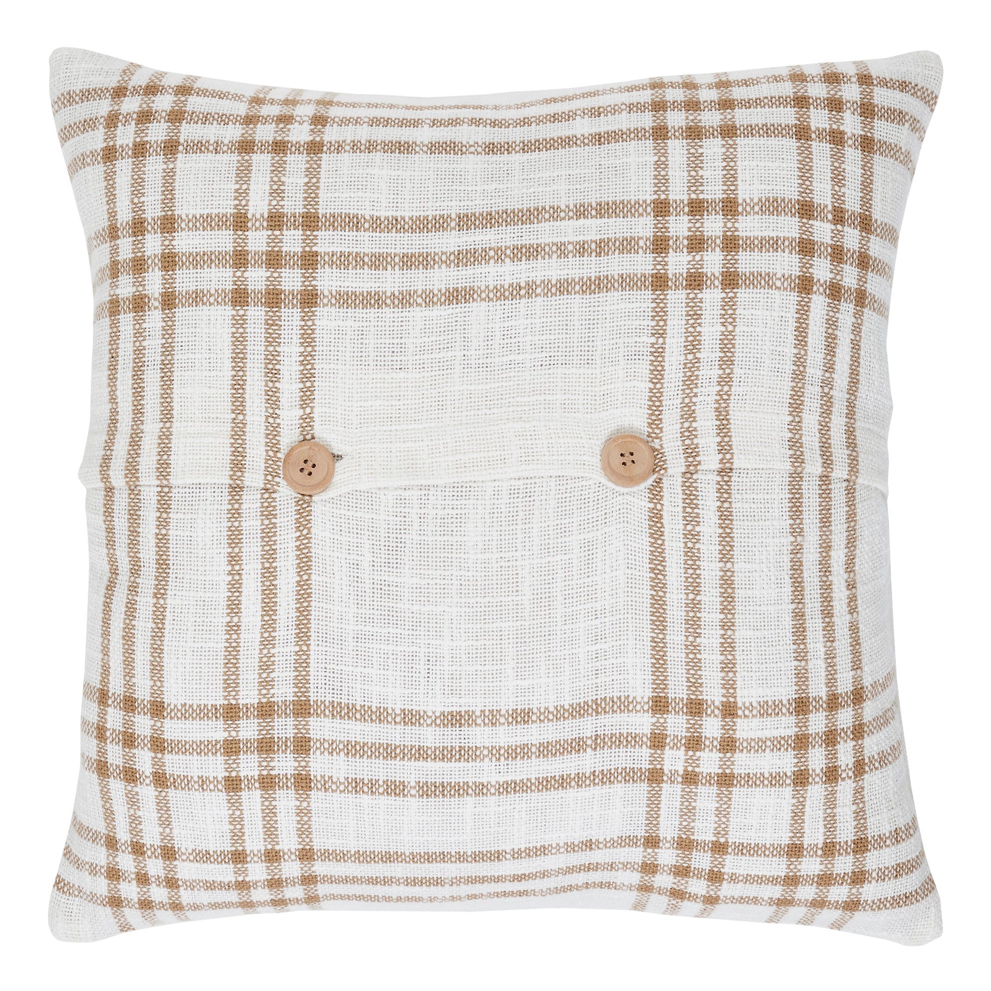 Wheat Plaid Give Thanks Pillow 18x18 VHC Brands