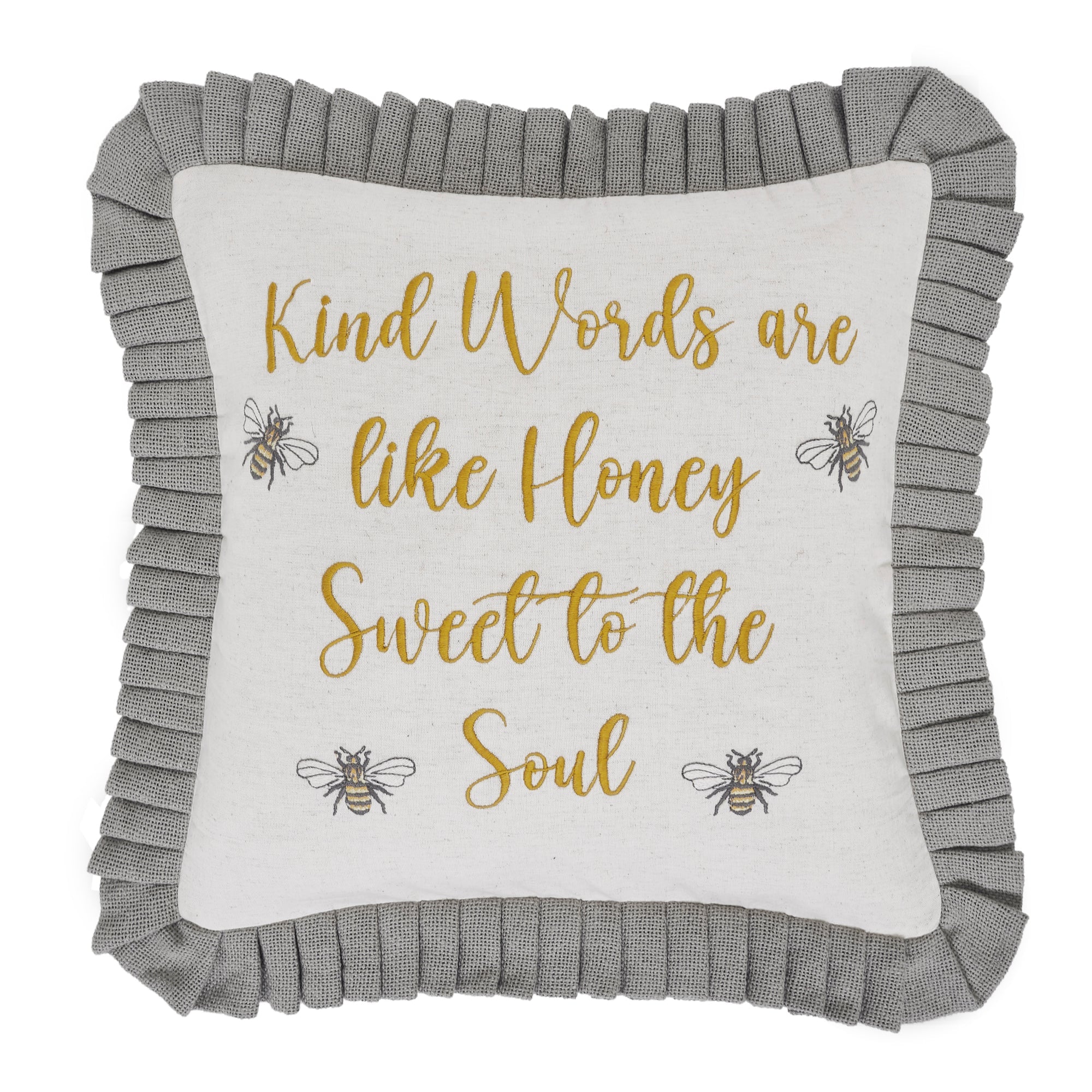 Embroidered Bee Honey Pillow 18x18 VHC Brands