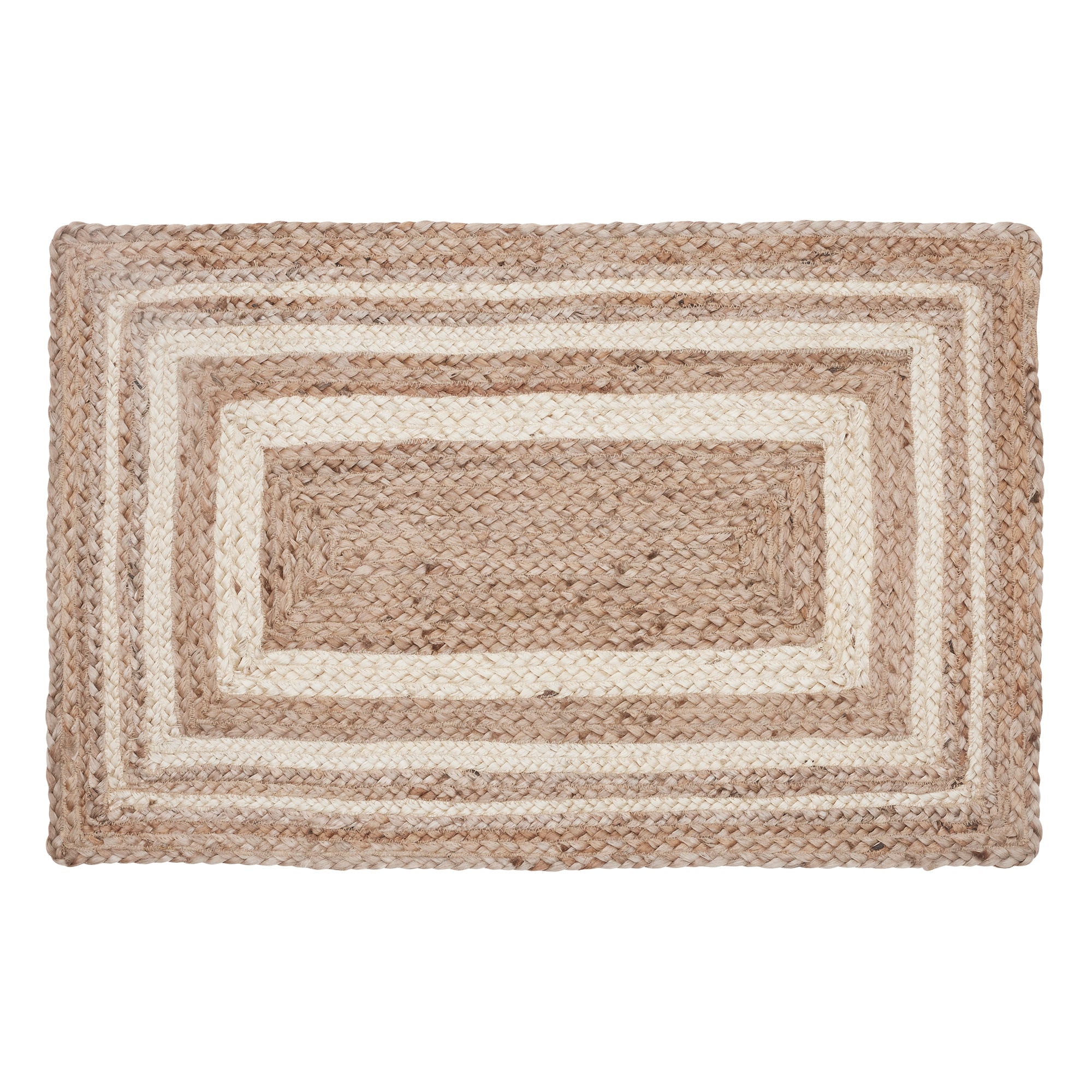 Natural & Creme Jute Braided Rugs Rect with Rug Pads VHC Brands