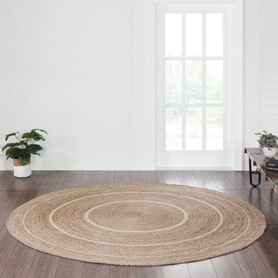 Natural & Creme Jute Round Braided Rugs with Rug Pads VHC Brands