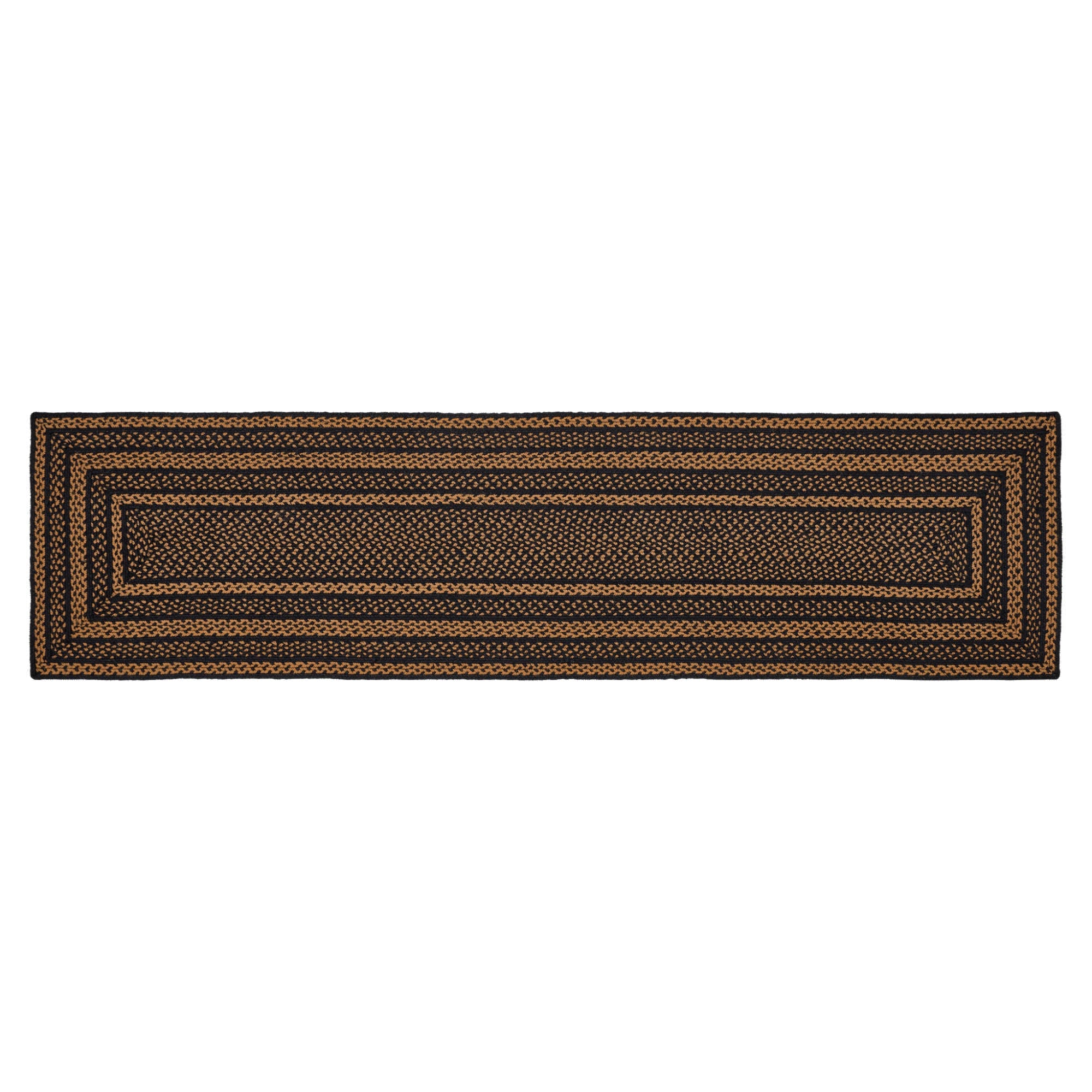 Black & Tan Jute Braided Rug/Runner Rect. with Rug Pad 2'x8' VHC Brands