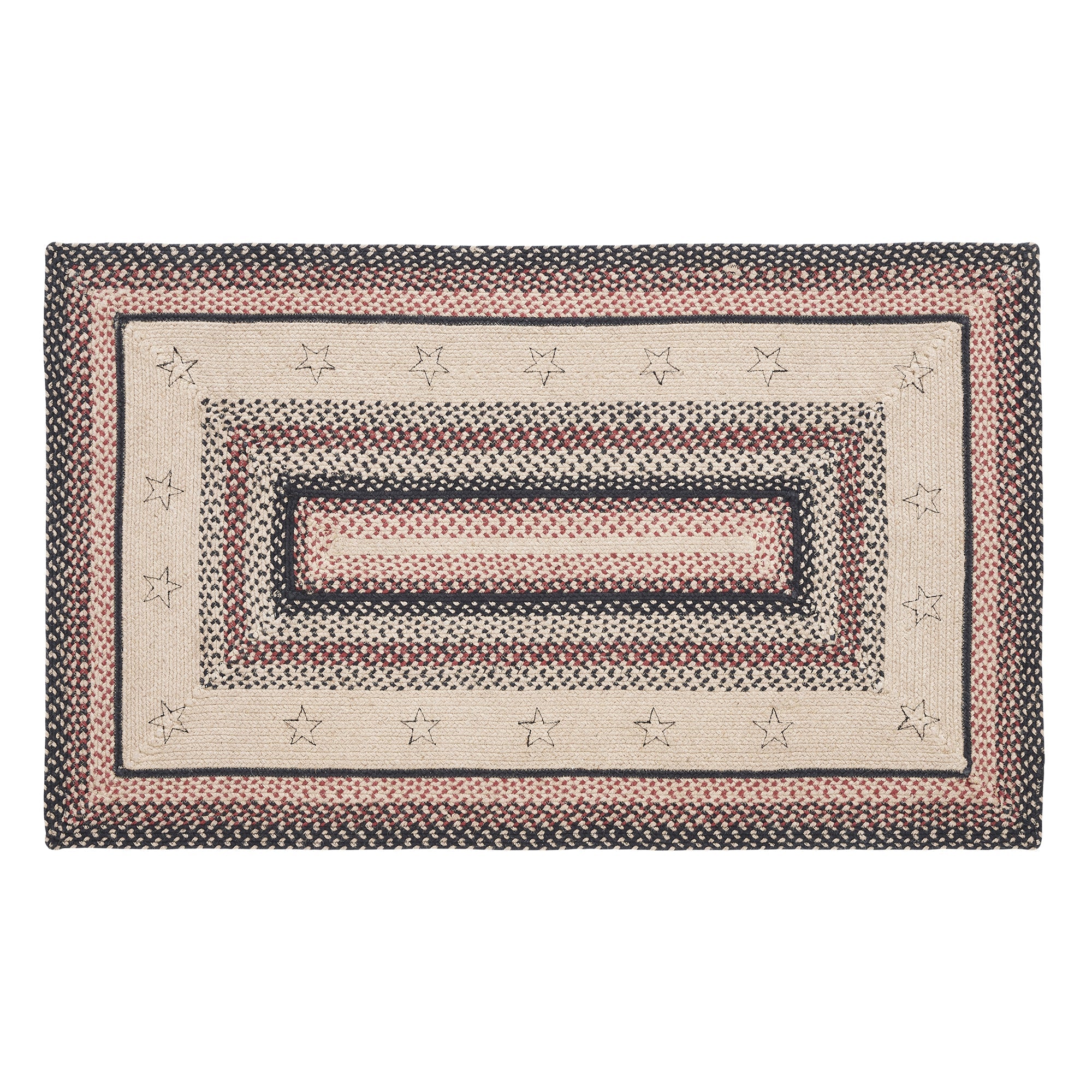 Colonial Star Jute Braided Rug Rect. with Rug Pad 3'x5' VHC Brands