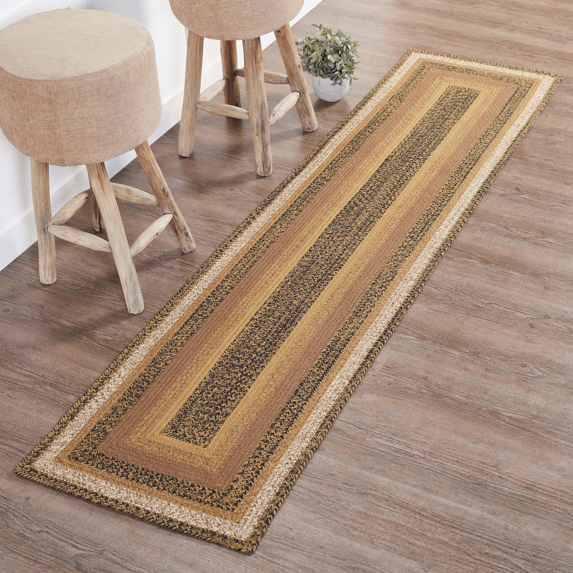 Kettle Grove Jute Braided Rug/Runner Rect. with Rug Pad 2'x8' VHC Brands