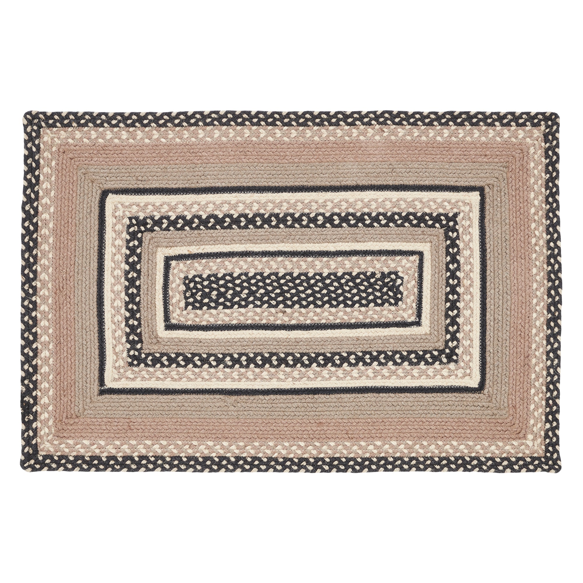 Sawyer Mill Charcoal Creme Jute Braided Rug Rect w/ Pad 2'x3' VHC Brands