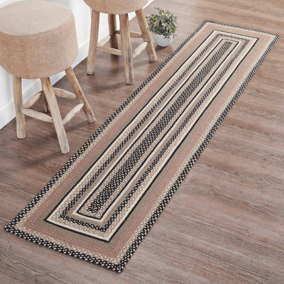 Sawyer Mill Charcoal Creme Jute Braided Rug/Runner Rect w/ Pad 2'x8' VHC Brands