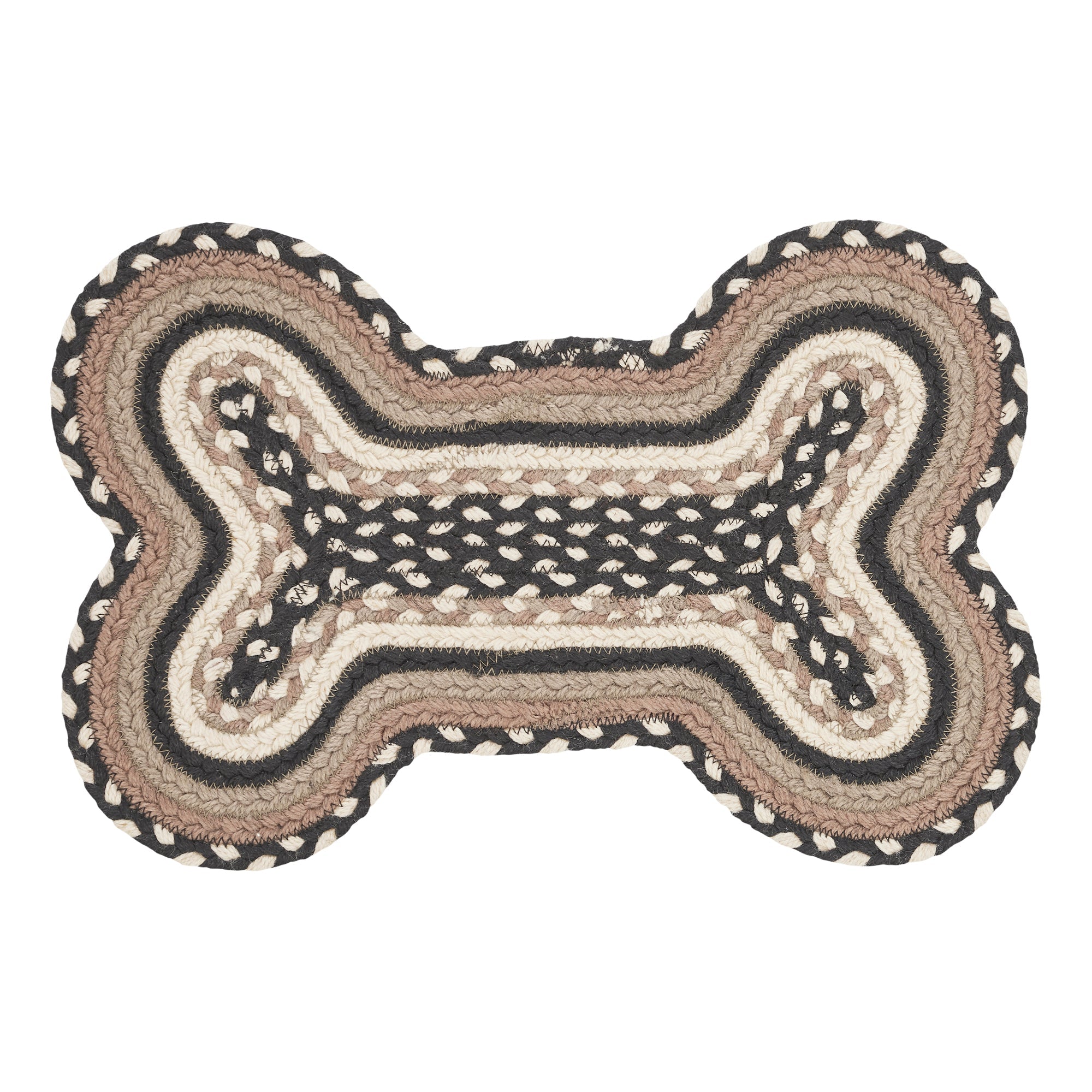 Sawyer Mill Charcoal Creme Indoor/Outdoor Small Bone Braided Rug 11.5"x17.5" VHC Brands