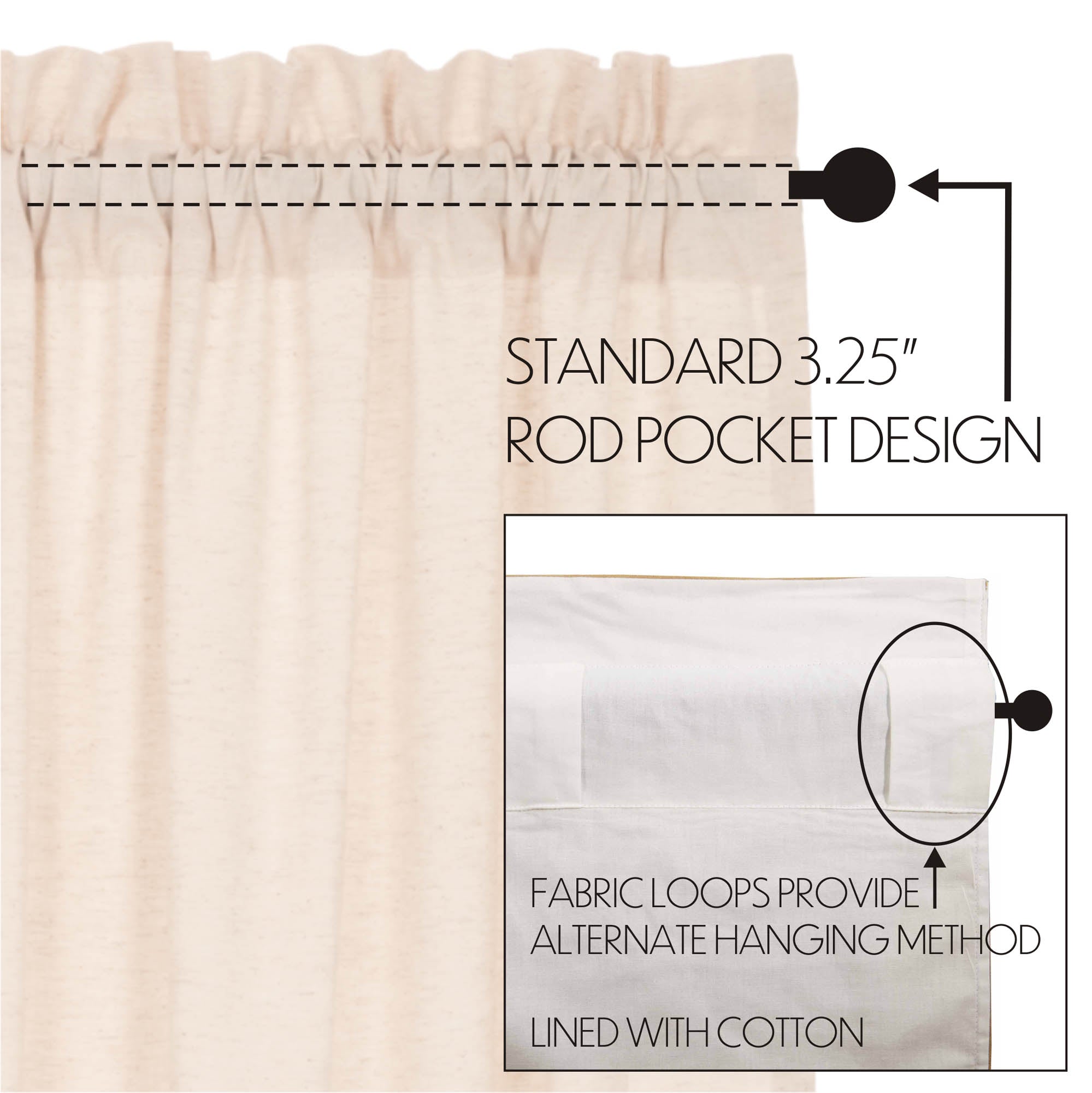 Simple Life Flax Natural Panel Curtain 96"x40" VHC Brands