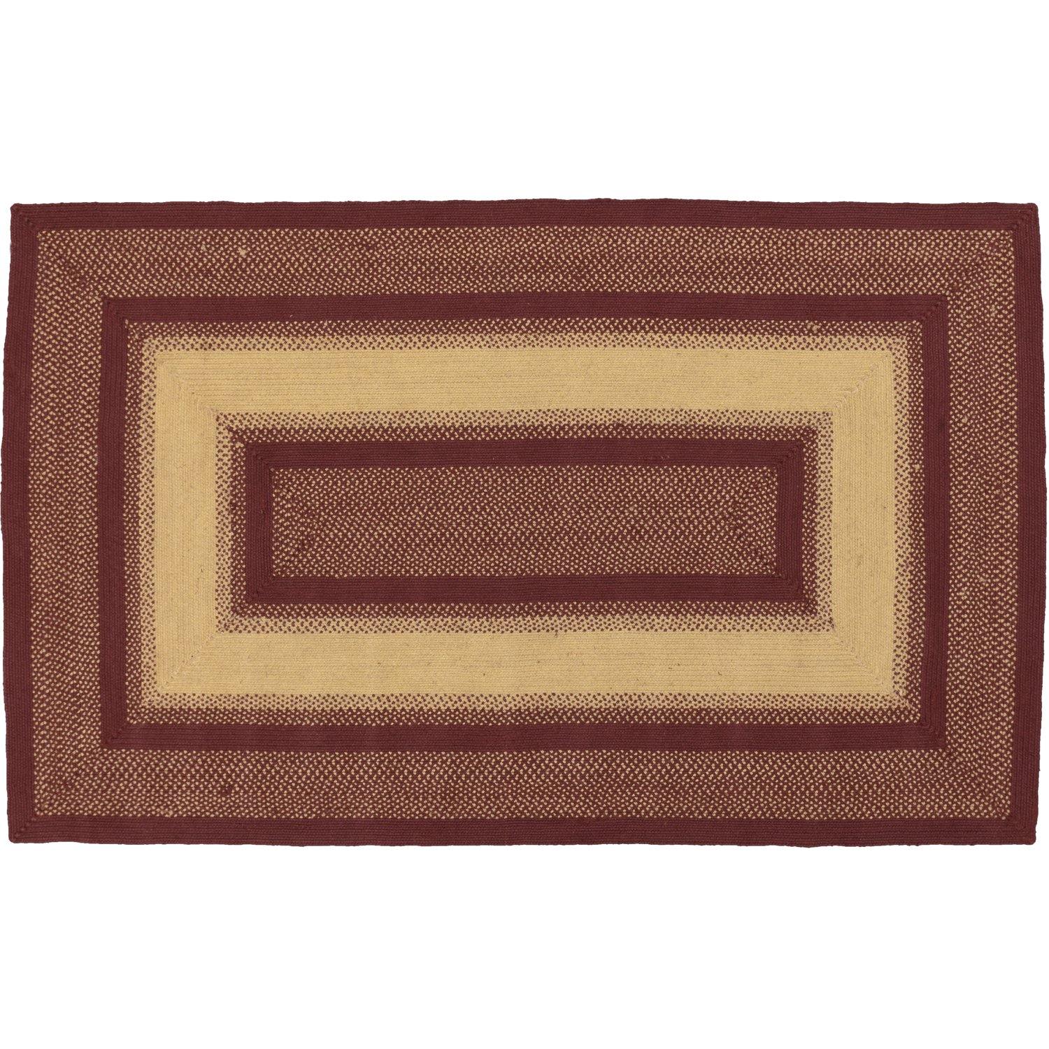 Burgundy Red Primitive Jute Braided Rug Rect Stencil Stars 5'x8' with Rug Pad VHC Brands - The Fox Decor