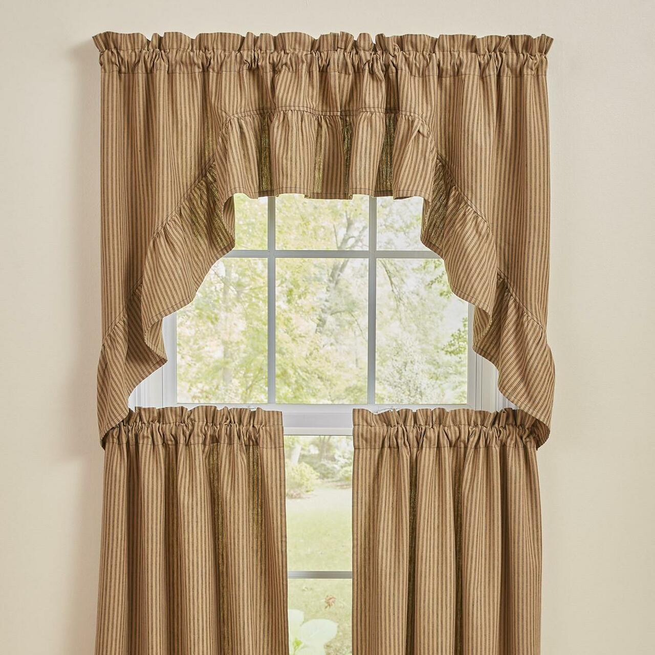 Sturbridge Ticking Ruffle Swags - Black 72x36 Park Designs