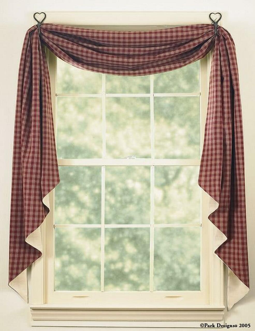 Sturbridge Wine Fishtail Swag Curtain 145" W x 25" L - Park Designs