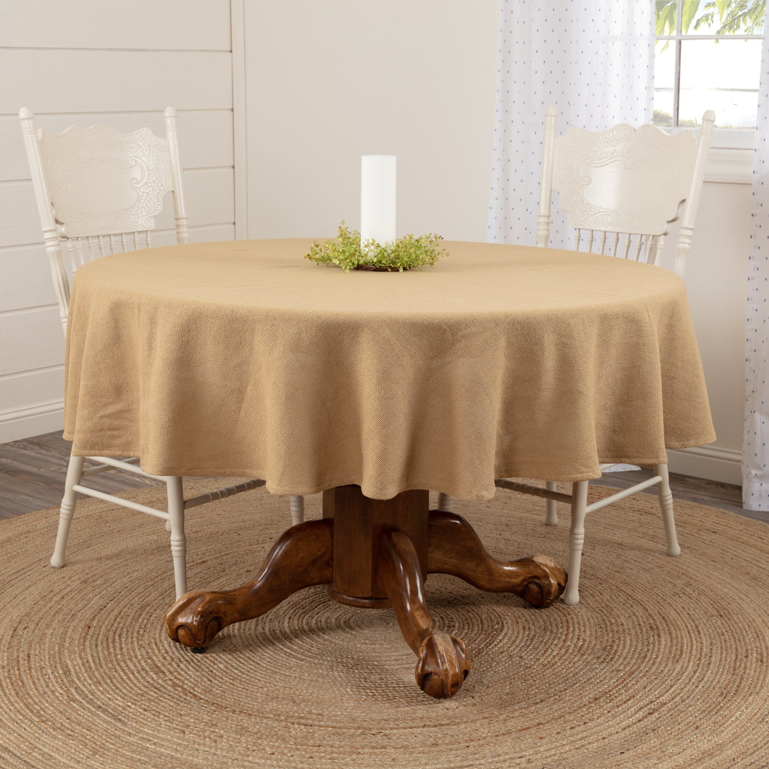Burlap Natural Table Cloth 70 Round VHC Brands