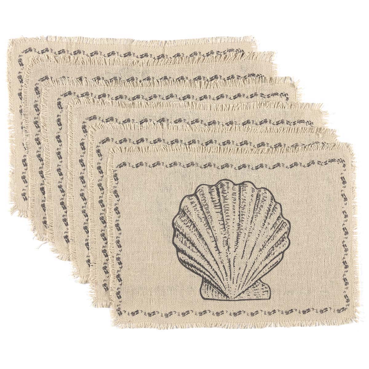 Sandy Creme Burlap Placemat Set of 6 12x18 VHC Brands