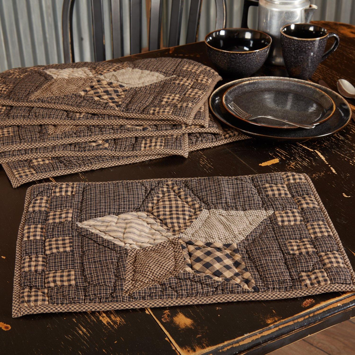Farmhouse Star Placemat Quilted Set of 6 VHC Brands - The Fox Decor