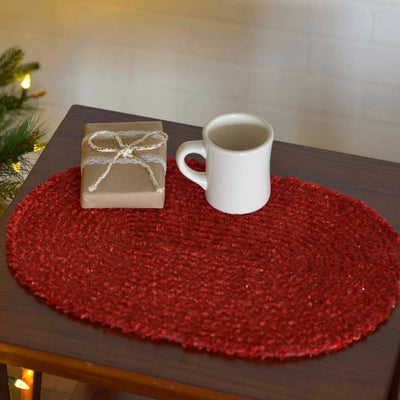 Dyani Red Jute Braided Placemat Set of 6 VHC Brands