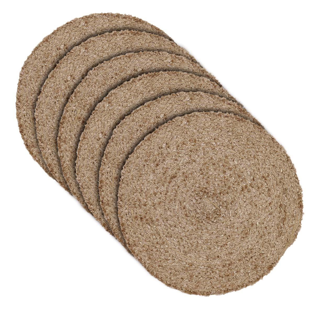 Dyani Champagne 13" Jute Braided Tablemat Set of 6 VHC Brands - The Fox Decor