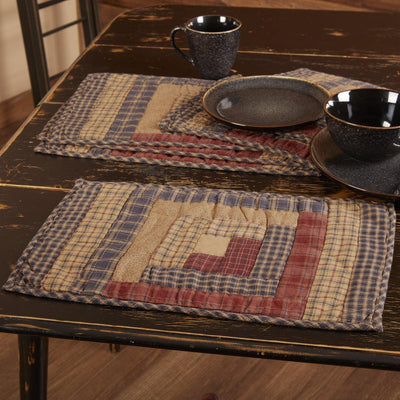 Millsboro Placemat Log Cabin Block Quilted Set of 6 VHC Brands