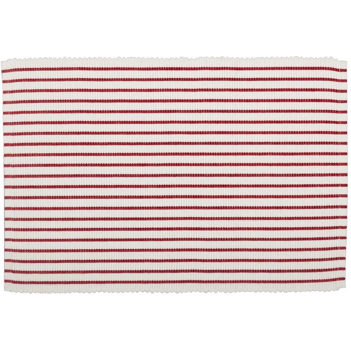 Audrey Red Ribbed Placemat Set of 6 VHC Brands - The Fox Decor