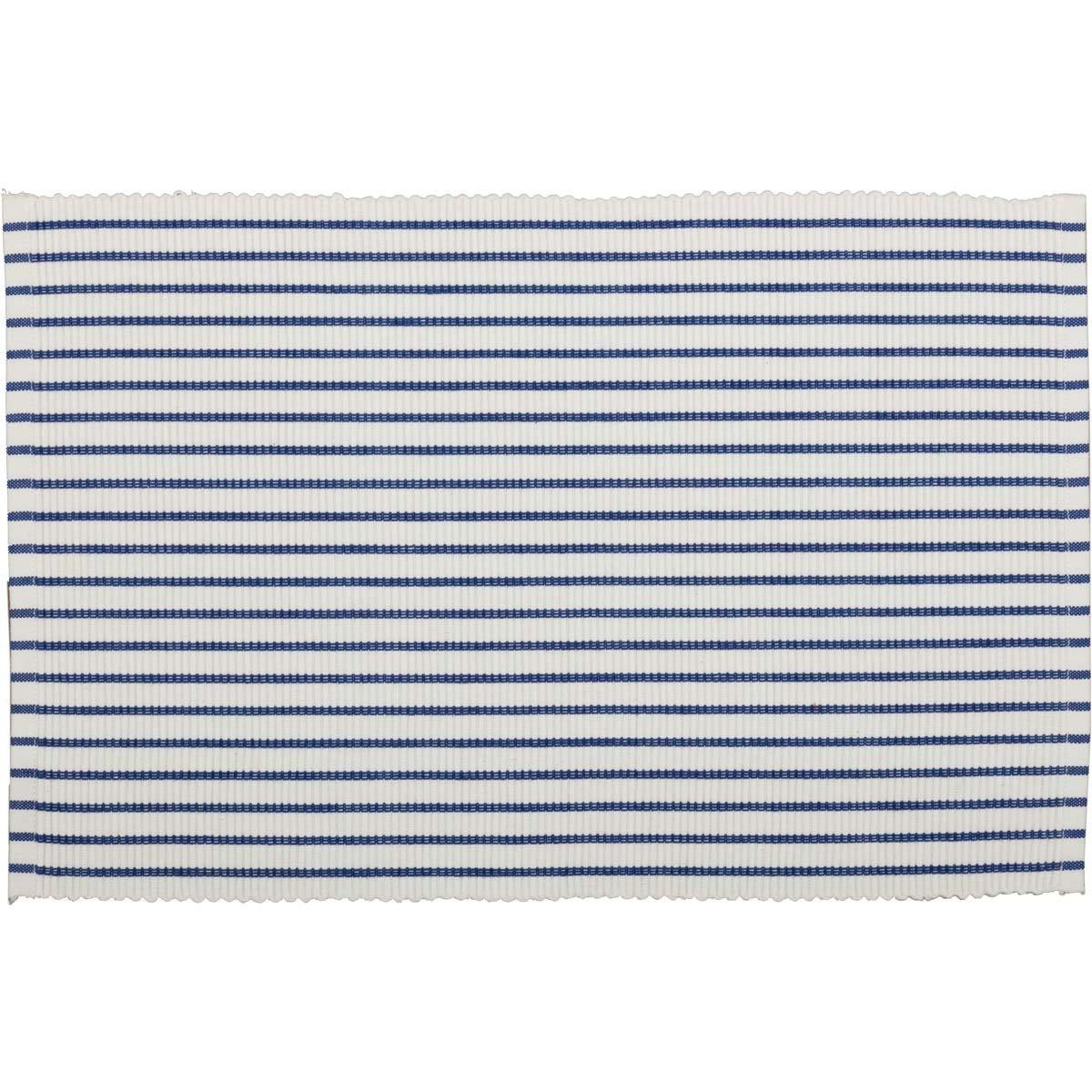 Audrey Blue Ribbed Placemat Set of 6 VHC Brands - The Fox Decor