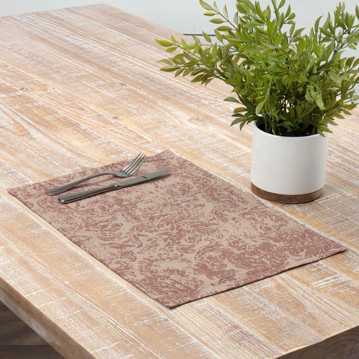 Rebecca Crimson Placemat Set of 6 VHC Brands - The Fox Decor