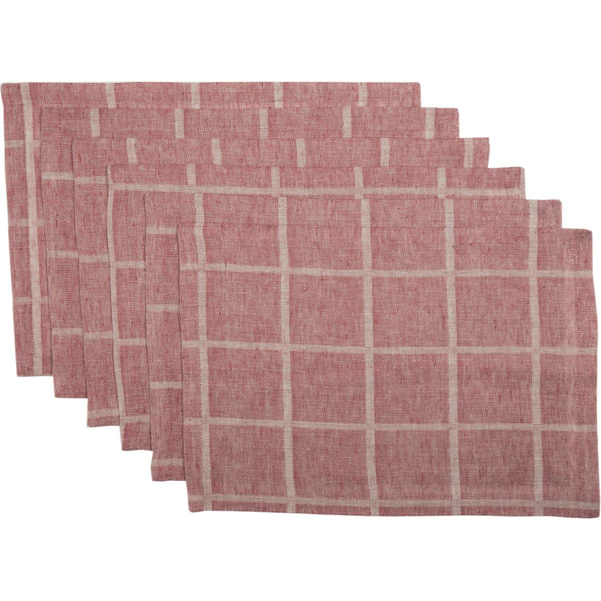 Julie Red Plaid Placemat Set of 6 12x18 VHC Brands
