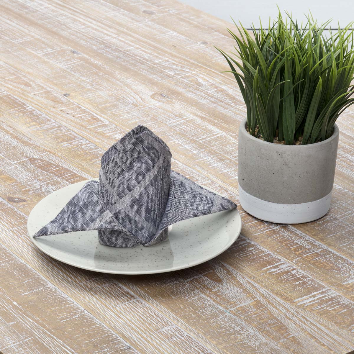 Julie Navy Plaid Napkin Set of 6 18x18 VHC Brands