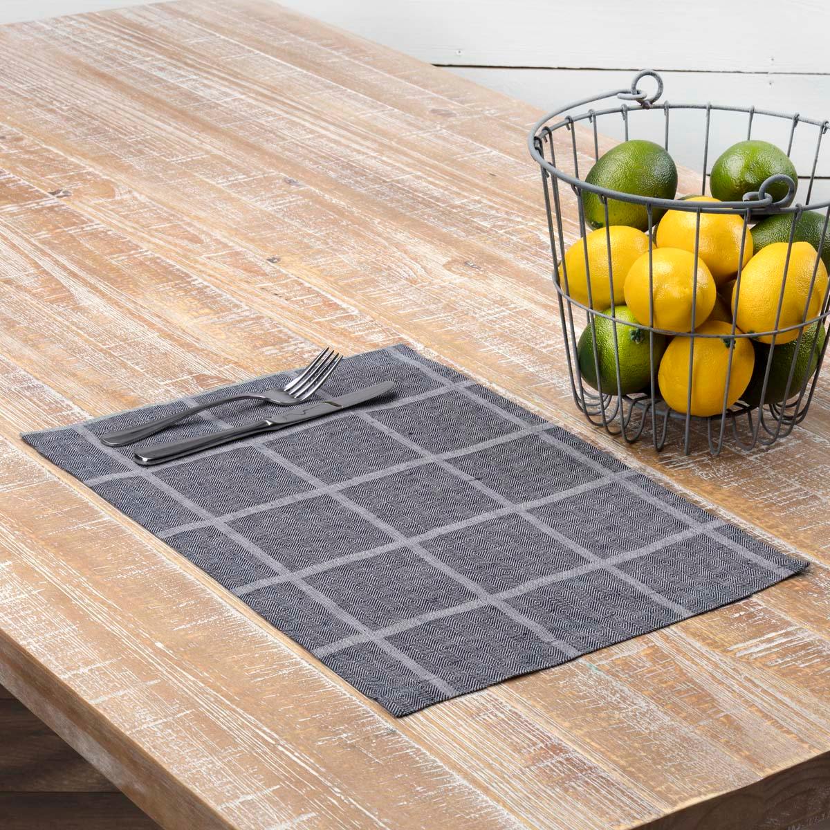 Julie Navy Plaid Placemat Set of 6 VHC Brands - The Fox Decor
