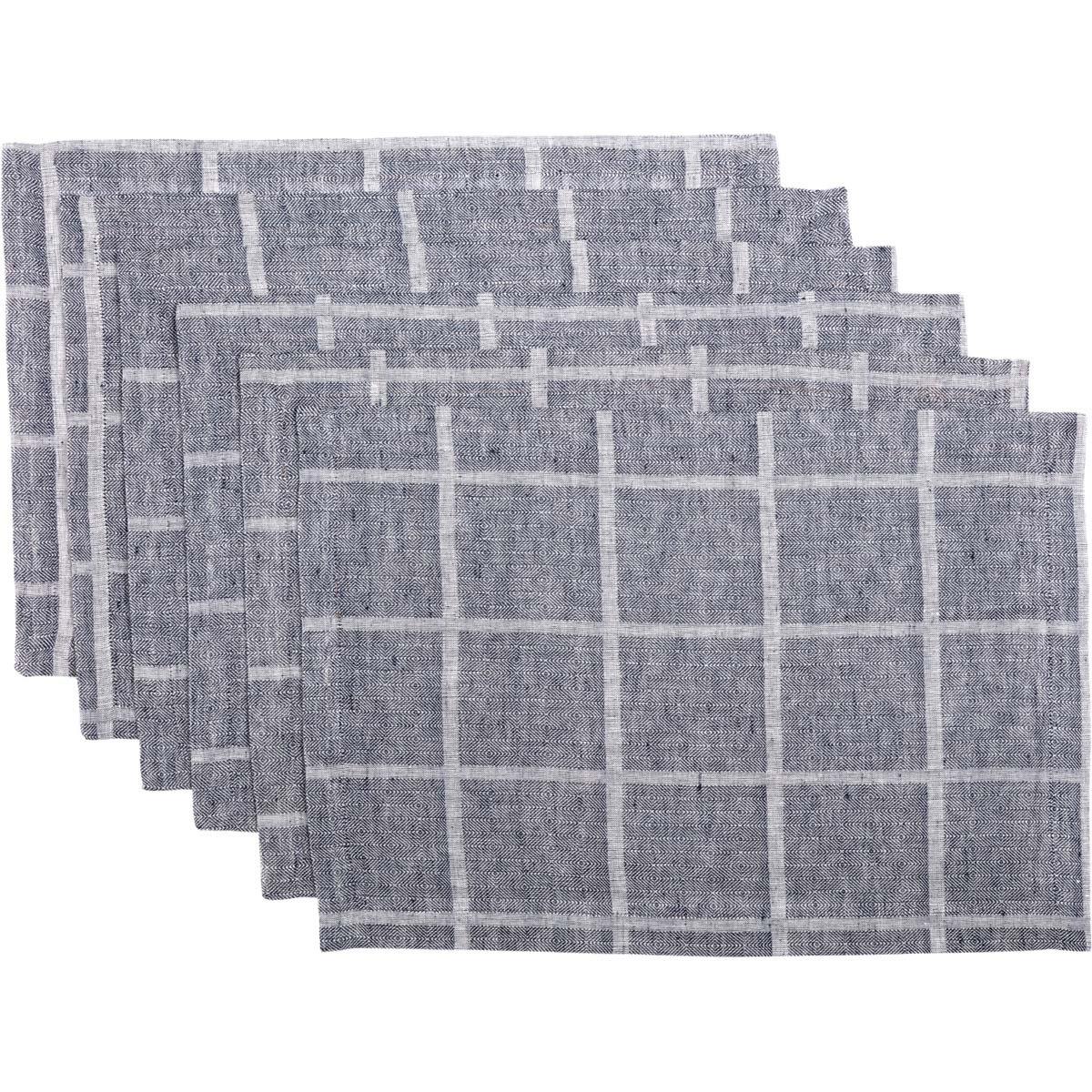Julie Navy Plaid Placemat Set of 6 VHC Brands - The Fox Decor
