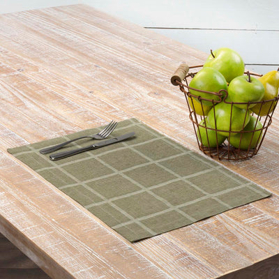 Julie Olive Plaid Placemat Set of 6 12x18 VHC Brand