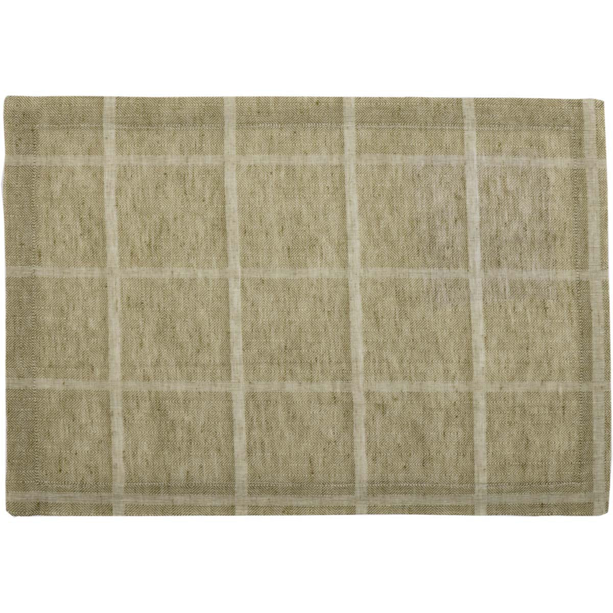 Julie Olive Plaid Placemat Set of 6 12x18 VHC Brand