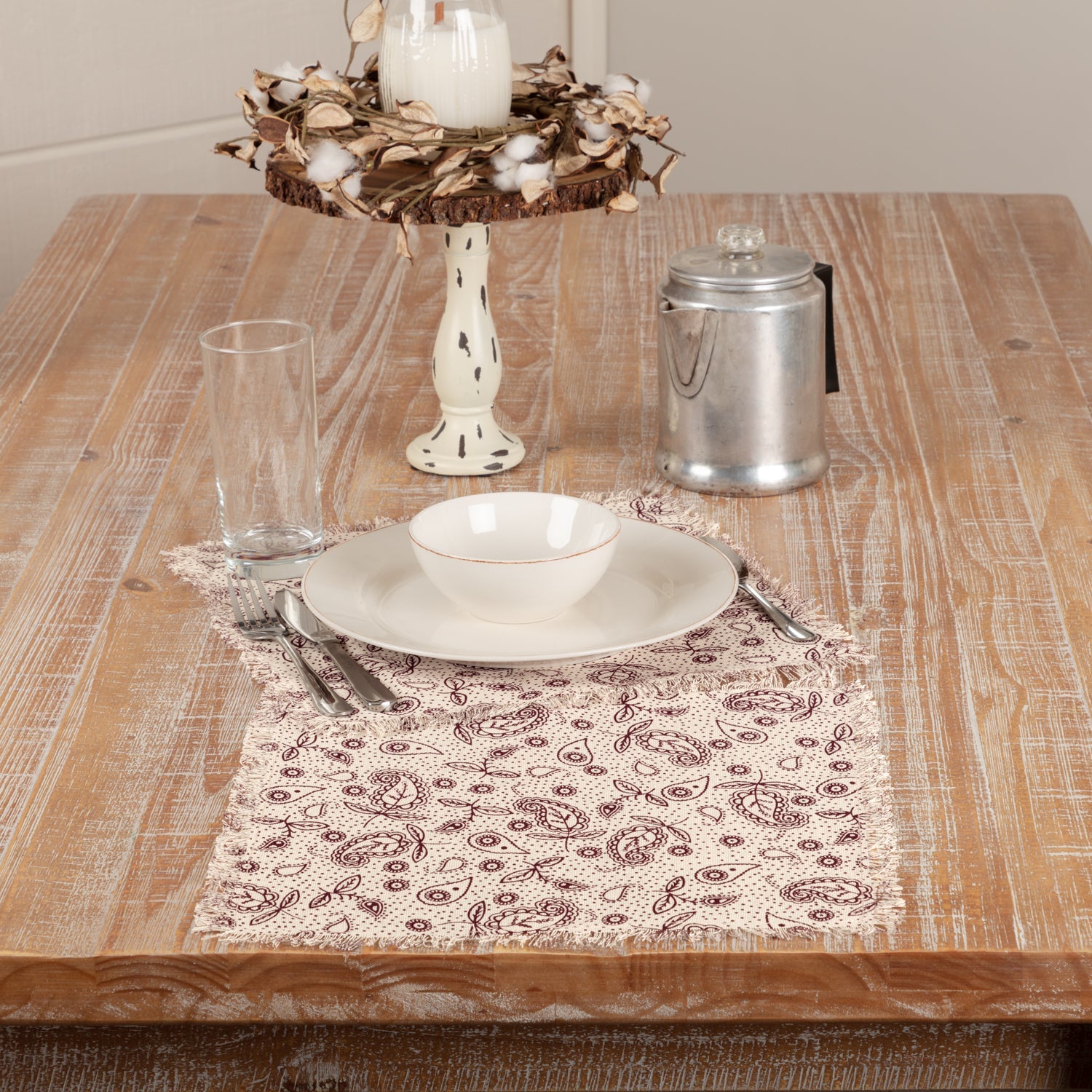 Calistoga Tablemat Tobacco Cloth 13x13 Set of 6 VHC Brands