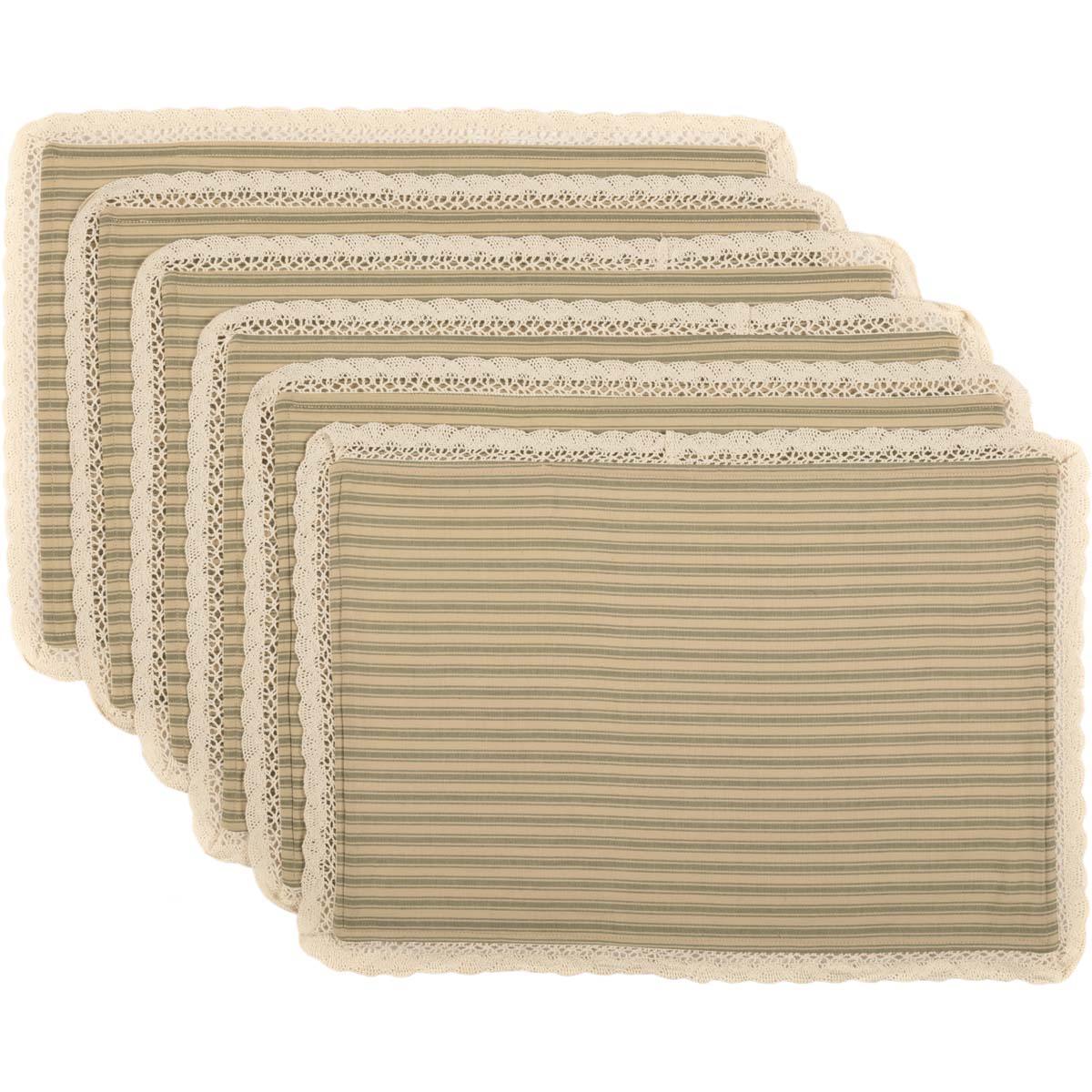 Kendra Stripe Green Placemat Set of 6 VHC Brands - The Fox Decor