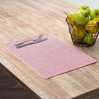 Ashton Red Ribbed Placemat Set of 6 VHC Brands