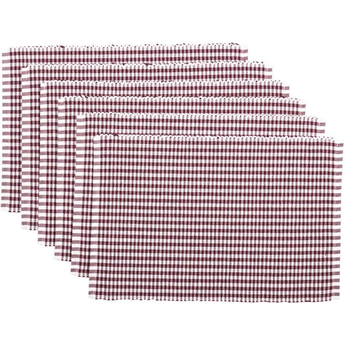 Tara Burgundy Ribbed Placemat Set of 6 VHC Brands - The Fox Decor