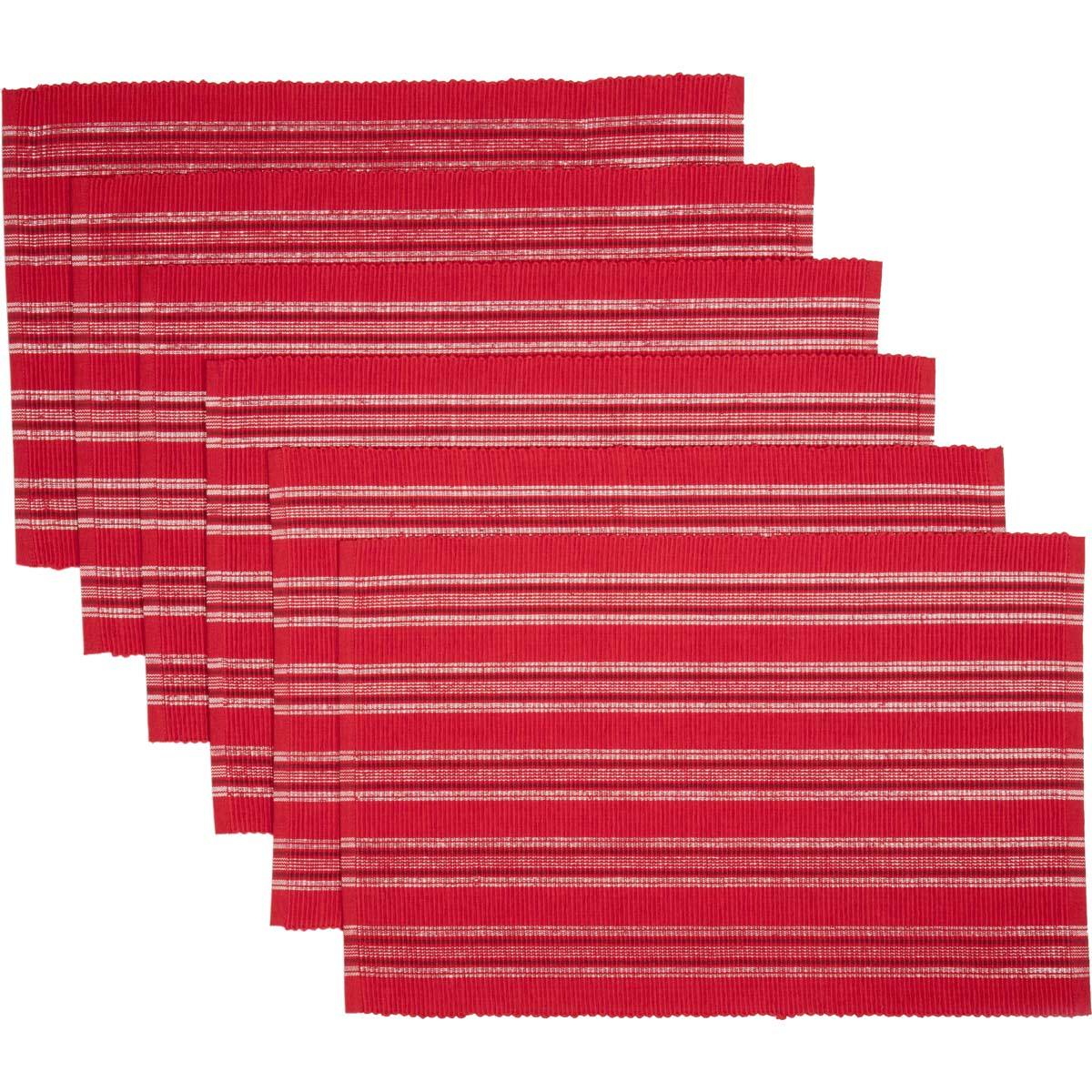 Holly Red Ribbed Placemat Set of 6 VHC Brands - The Fox Decor